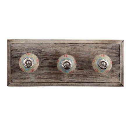 Colorful Hearts Crackle Ceramic Wooden Hooks